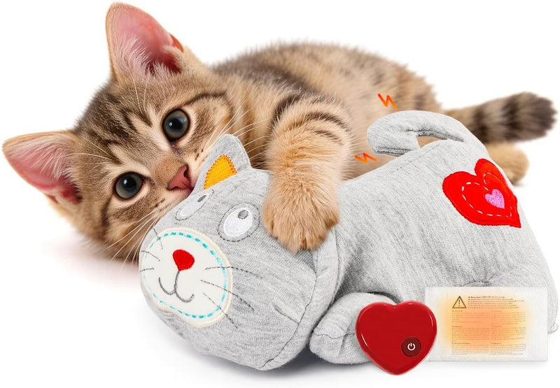 AFP Heartbeat Cat Calming Toy Heartbeat Soothing Kitty Toys Stuffed Plush Warm Toys for Cats Comfort Kitty Stress Relief and Sleep Aid Toy
