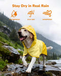 Waterproof Dog Raincoat with Hood, Extended Coverage Rain Jacket for Samll Dogs, Wind-Resistant Secure Fit with Leg Stra
