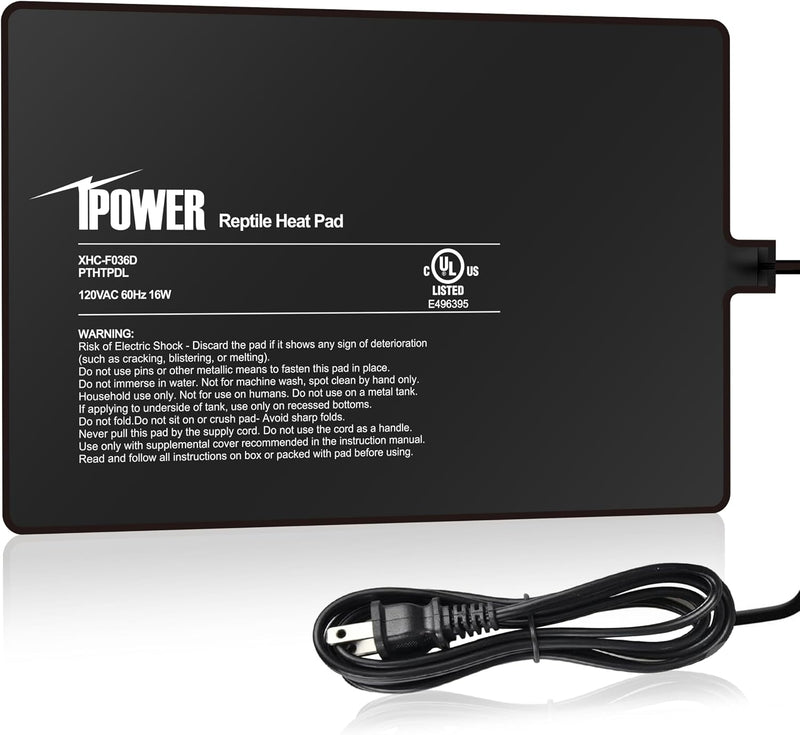 iPower 8X12 Inch Reptile Heat Pad Under Tank Heater Terrarium Warmer Heating Mat for Turtles Lizards Frogs and Other Sma