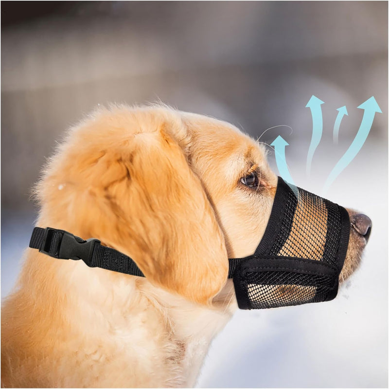 Evollax Dog Muzzle for Large Dogs - Air Mesh Muzzle for Large Sized Dog | Adjustable No Bark Dogs Muzzles for Scavenging