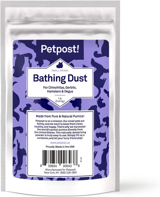 Petpost | Chinchilla Bath Dust for Small Animals - Natural, Pure Cleansing Pumice Sand for Cleaning Degus, Hamsters, & G