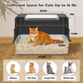 Vivifying Stainless Steel Litter Box, XL Side Entry Extra Large Litter Box with Lid for Big Cats & Kitty, Removable Enclosed Metal Cat Pan with High Sided Enclosure, Scoop (Black)