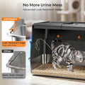 URPOWER Stainless Steel Cat Litter Box with 110° Flip-Top Lid, XL Enclosed Metal Litter Box for Large Cats, Odor Control, Anti-Urine Leakage, Non-Stick Pan, Front Entry Top Exit, Scoop & Mat Included
