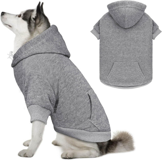 Dog Hoodie Dog Sweaters for Large Dogs Sweater Solid Soft Brushed Fleece Pet Clothes Pet Hoodie Sweatshirt with Pocket(G