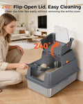 GTPLAYER XXL Stainless Steel Cat Litter Box with Lid, High Sided Enclosed Cat Litter Box, Activated Carbon Odor Control,