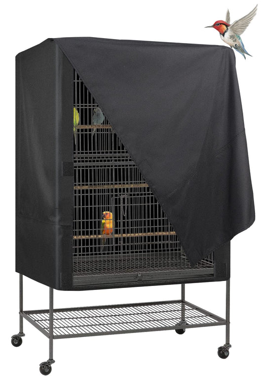 Explore Land Bird Universal Pet Cage Cover Good Night for Cats, Mink, Totoro, Parakeet, Parrot and Small Animals (Black, L)
