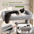 Globlazer Cat Tree Tower with Scratching Post for Indoor Cats, 53inch Tall Plush Multi-Level Cat Climbing Tower Condo House with Large Hammock, Spacious Cat Cave, Padded Top Perch Bed, F53, Light Gray