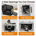 Petseek Extra Large Expandable Cat Carrier Soft Sided for Car, Portable Small Dog Carrier for 2 Cats, 24"x16.5"x16" Road Travel Folding Comfortable Design with Litter Box and Bowl