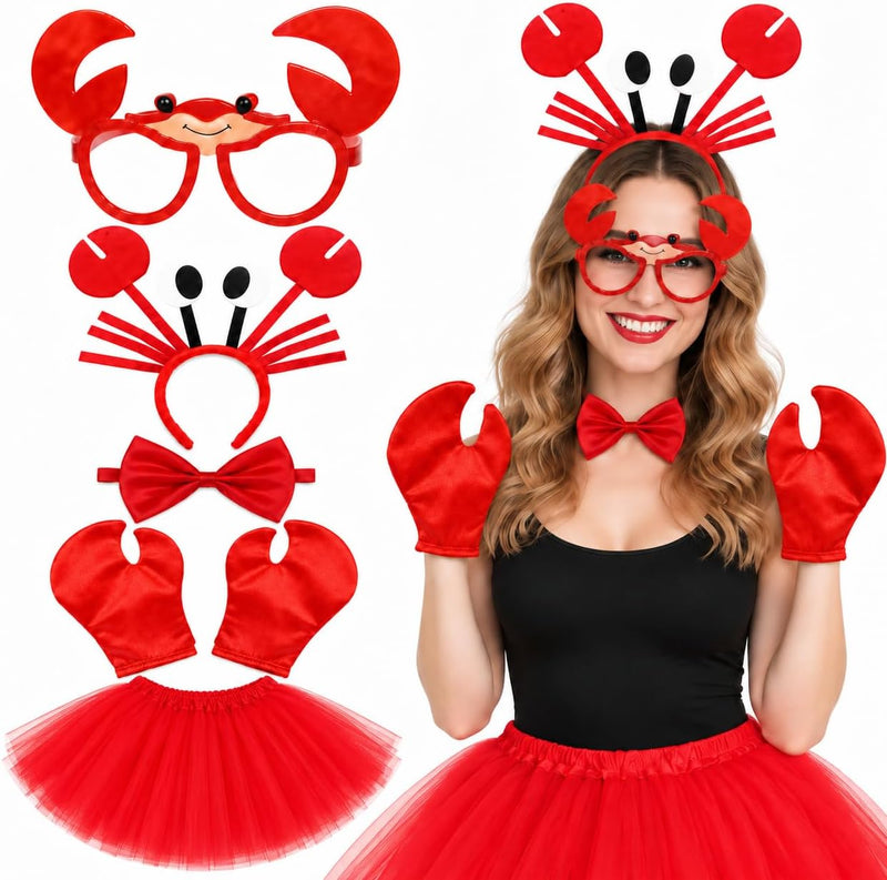 Red Crab Costume Accessory Set, 5PCS Halloween Costumes for Women