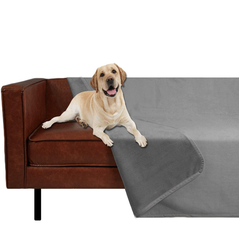 Ameritex Pet Bed Blanket Reversible 100% Waterproof Velvet Super Soft for Sofa and Bed (68x82 Inches, Light Grey+Grey)