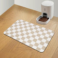 CooRug Checkered Dog Food Mat, Absorbent Leak-Proof Pet Feeding Mat, Quick Dry Cat Food Mat for Messy Drinkers 20" L x 12" W Khaki