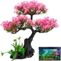 Didiseaon Aquarium Decor Artificial Plants Tree Set 11.4 Inch Pink