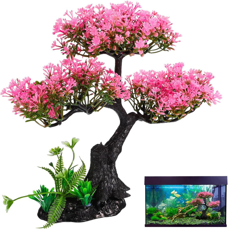 Didiseaon Aquarium Decor Artificial Plants Tree Set 11.4 Inch Pink