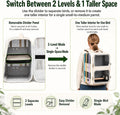 Dual-Level Bird Backpack, Portable Parrot Travel Cage with Removable Divider for 2-4 Small to Medium Birds or 1 Larger B