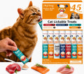 Cat Treats Lickable | Grain-Free Cat Food Toppers, High Protein | Creamy Puree Squeeze Ups with Vitamin E & Taurine, Digestible Formula | 0.5 oz. Each Tube, Chicken & Seafood Mix Variety | 45 Tubes