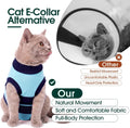 Kuoser Recovery Suit for Cats Female Male Kitten Surgery Onesie Bodysuit Anti Licking Cone Alternative Calming Anxiety Vest Abdominal Wounds, Blue XL