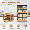 Teamkio Stackable Bamboo Cat Food Organizer, 2-Tier Adjustable FIFO Can Dispenser Space-Saving Storage, Holds Up to 36 Cans - Ideal for Pantry, Cabinet, Countertop