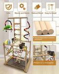 Niwaes Bird Play Stand, Large Parakeet Playground, Natural Wood Parrot Perch Stand, Birds Play Gym Cockatoos Cage Accessories with Feeder Cups Swings for Cockatiel Budgie Conure