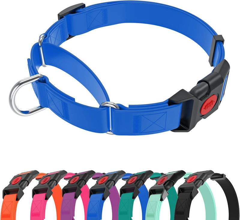 Waterproof Martingale Collar for Dogs,Easy to Clean Dog Collars with Safety Quick Release Buckle,Rubber Collar for Mediu