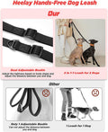 Hands Free Dog Leash, 5.9-10.1ft Crossbody Dog Leash & Waist-Wear Adjustable with Upgraded Duty Clip, Dual-Zone Length C