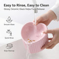 Pink Ceramic Raised Cat Bowls, Tilted Elevated Food or Water Bowls, Stress Free, Backflow Prevention, Dishwasher and Microwave Safe, Lead & Cadmium Free