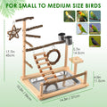 KATUMO Bird Playground - Natural Wooden Perches Parakeet Ladder Conure Swing Bird Cage Accessories with Removable Tray &
