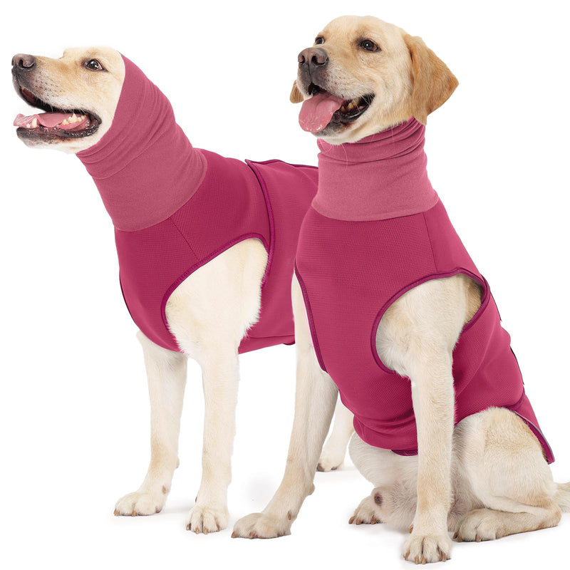 ROZKITCH Dog Anxiety Calming Hoodie, Soft Neck Wound Cover with Long Turtleneck, Breathable Anti-Anxiety Vest for Vet Visits with Adjustable Fit Rosered M