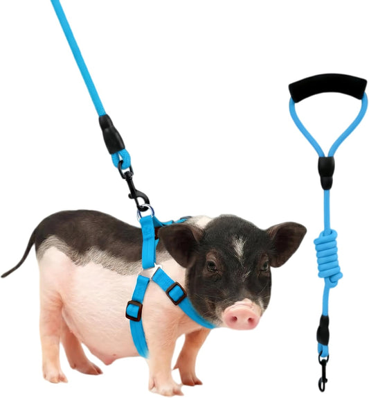 Mini Pig Harness, Adjustable Small Pig Harness with Leash Infinity Style Lead and Soft Foam Handle for Small to Medium P
