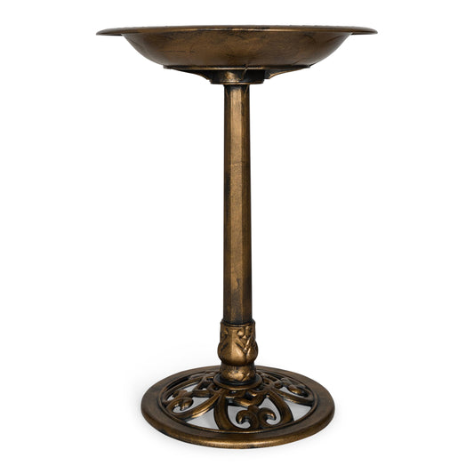 Backyard Expressions Outdoor Garden Bird Bath - Bronze - Weather Resistant Resin with Ground Stakes - 27 Inch