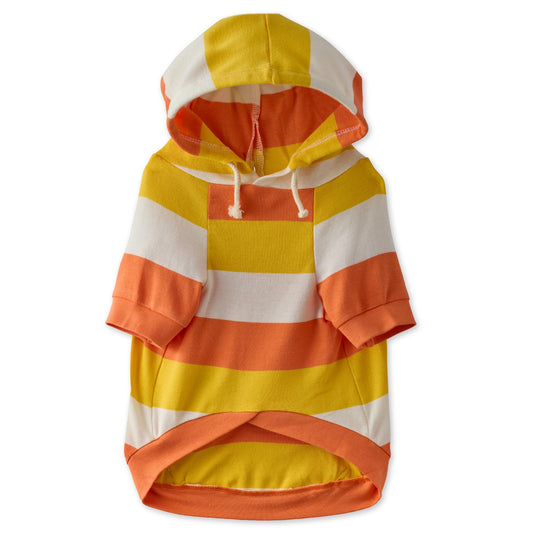 Pet Passion Rocky – The Original Lightweight Hooded Tee 100% Organic Cotton Dog Hoodie Pet Coat Sweater for All Sized Dogs, Candy Corn, X-Small (5-12 lbs)