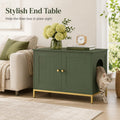 Homhedy 28.3" L Cat Litter Box Enclosure with Metal Frame, Green and Gold