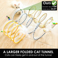 Cat Tunnel Cat Toy for Indoor Cats, 25.59 Inch Spiral Cat Tunnel with Cat Wand & Feather Mouse Toys, Collapsible Interac