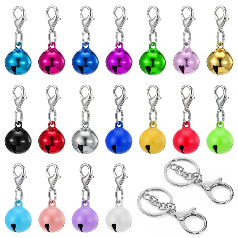 20 Pack Bell for Dog Collars Cat Bell Dog Collar Bells for Small Dogs Tiny Bells with Clasps Colourful Charm Pet Pendant Accessories with Stainless Steel Keychain for Small Dogs Collars to Go Outside