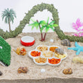 DQITJ 2 Pcs Hermit Crab Ceramic Food Dish, 7 Compartments Anti-turning Food & Water Bowl (White)