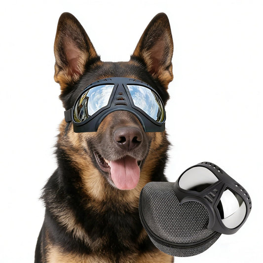 Namsan Dog Goggles for Large Dogs, Wide Snout & Soft Frame, Tactical Driving Sunglasses for Dogs Medium to Large Breed, Anti-UV Dog Eye Protection, Windproof Dustproof, Adjustable, Black