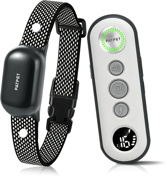 PATPET Shock Collar for Dogs - 4000FT Dog Training Collar with Remote, IPX7 Waterproof 4 Modes(Beep/Vibration/Shock/Safe) Dog Shock Collar, Rechargeable E-Collar for Small Medium Large Dogs(Dark Grey)