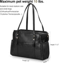 Lasaviin Dog Carrier Purse, Fashion Leather Pet Carrier with Pockets, Airline Approved Soft Sided Dog Carrying Bag for Puppy Cat Dog Black
