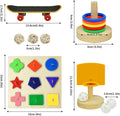 Bird Toys,Parrot Training Toys for Lovebird,Five-Types Parakeet Toys Sets for Conure, Cockatiel,5 PCS Parrot Intelligence Toy,Basketball Hoop,Skateboard,Stacking Toys,Wooden Block Bird Puzzles Toy