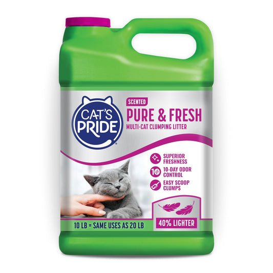 Cat's Pride Premium Lightweight Clumping Litter: Pure & Fresh - Up to 10 Days of Powerful Odor Control - Multi-Cat, Scented, 10 Pounds