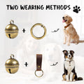 Geehouz Loud Dog Collar Bells, Durable Pet Bells Tracker for Large Dogs, 4 Copper ells and 2 Leather Button Strap for Outdoor Safety, Pet Tracking, Hiking, Walking