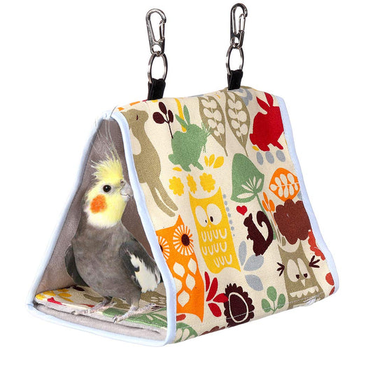 Bird Nest Snuggle Hut,Parrot Habitat Cave Hanging Tent for Small Medium Parrots Budgies Eclectus Parakeet Cockatiels Lovebird African Grey (Yellow Owl, S)