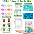 FoldTier 12 Sets Fishbowl Craft Kit with Plastic Fish Bowl Fake Goldfish