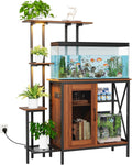 20-29 Gallon Fish Tank Stand with Plant Shelf, 2-in-1 Walnut Aquarium Stand