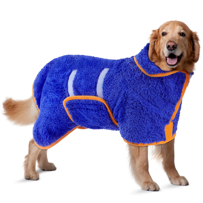 Bienbee Dog Bathrobe, Quick Drying Super Absorbent Pet Robes for Small Medium Large Dogs, Drying Coat for After Bath & Swim, Warm & Cozy Dogs Towels, Dog Puppy Bath Supplies, Dark Blue XL