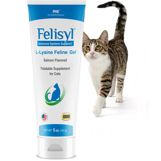 Felisyl L-Lysine Gel for Cats & Kittens (5oz) – Immune System, Respiratory & Eye Health Support. Reduces Sneezing, Runny Nose & Watery Eyes. Daily Salmon-Flavor Supplement – Made in USA (1 Pack)