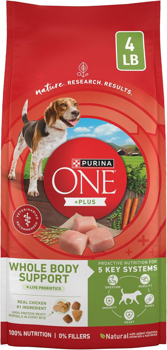 Purina ONE Plus Whole Body Support with Chicken Dry Dog Food, 4 lb Bag
