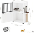 VKTO Cat Feeding Station, Dog Proof Cat Feeding Station with Scratching Post, Elevated Food Bowls with Stand, Cats Tree with Food Storage for Small Spaces, Pet House Furniture (White)