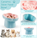 Cat Slow Feeder Bowl Set - 1 Pcs Pastel Series Cat Plate for Dry and Wet Food - Cute Maze Feeder Dish for Healthy Eating- Slow Feeding Bowls Whisker Friendly - Dishwasher Safe(Blue)