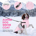 AOFITEE Dog Coat with Harness Waterproof Dog Winter Jacket for Medium Dogs