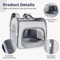 Airline Approved Cat Soft-Sided Carrier Backpack, Airport-Friendly Breathable Mesh Foldable Pet Travel Carrier with Reinforced Support, Portable Puppy Carrying for Kitty Up to 12lbs (Grey)